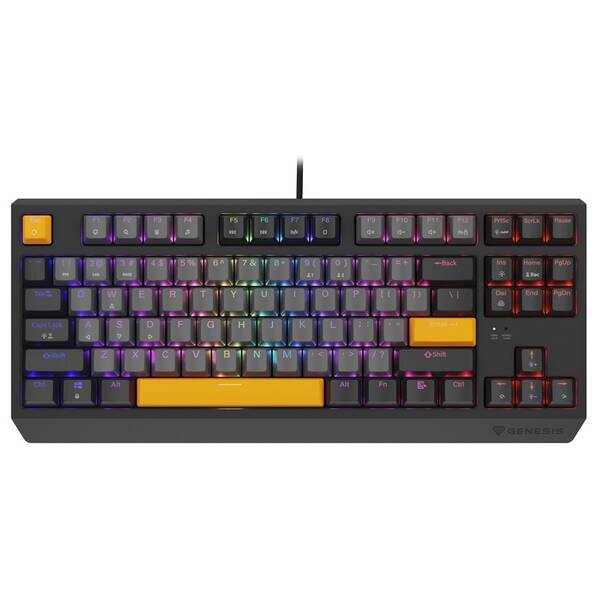 Klávesnice Genesis THOR 230, TKL, RGB, Outemu Red, US layout, šedo-černá 

