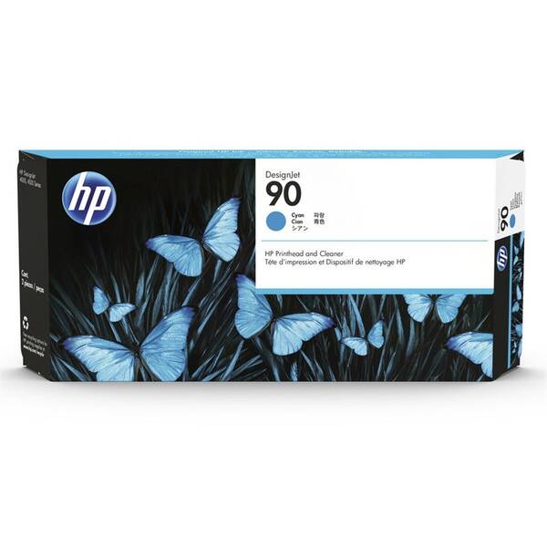 Inkoustová náplň HP 90, 400 ml azurová

