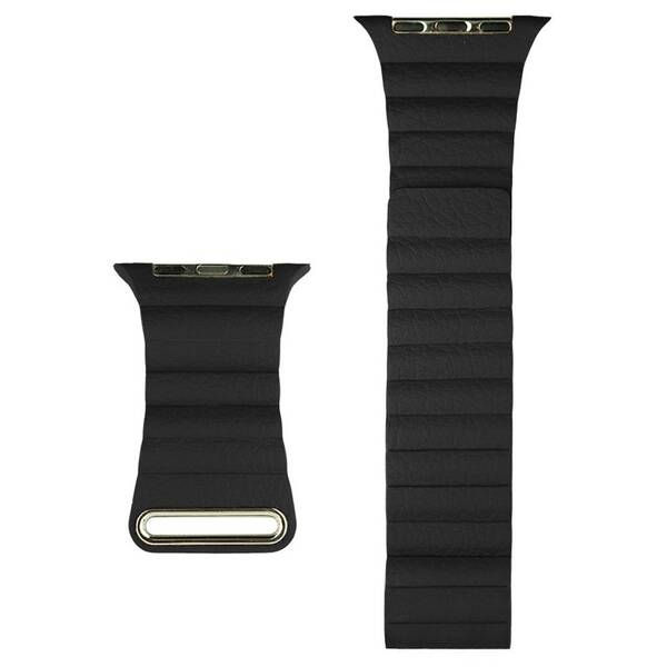 Řemínek COTECi Loop Band na Apple Watch 42/44/45/49 mm, kožený, magnetický černý

