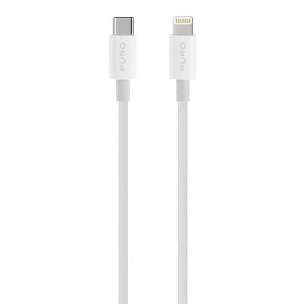 Kabel Puro Plain Lightning/USB-C, 1 m bílý

