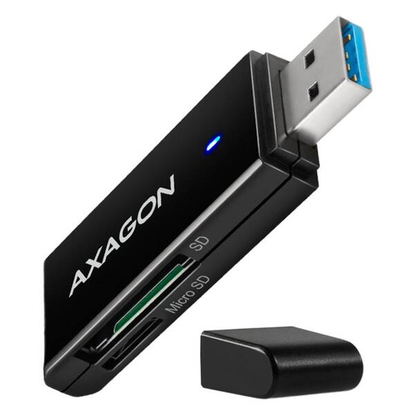 Čtečka paměťových karet Axagon Card Reader USB-A 3.2 Gen 1, 2-slot & lun SD/microSD, UHS-I černá

