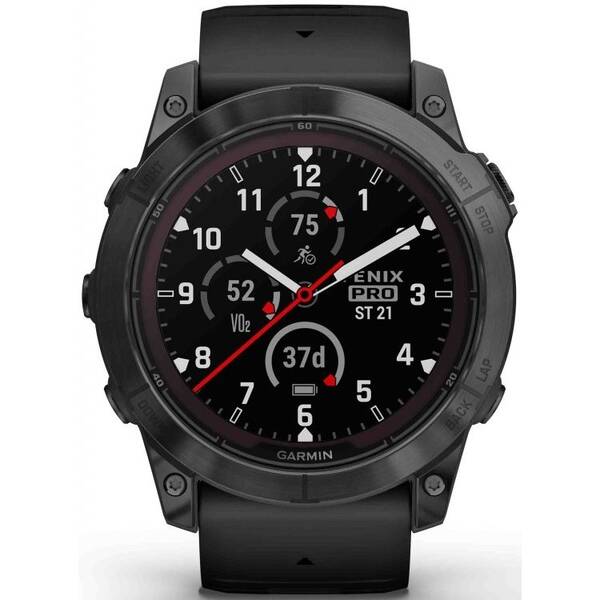 Chytré hodinky Garmin fenix 7X Pro Sapphire Solar - Titan Carbon Grey / Black Silicone Band 

