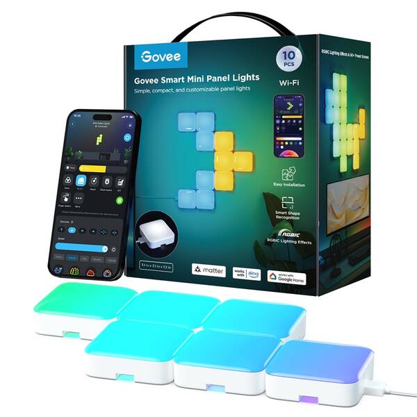 Nástěnné svítidlo Govee Smart mini RGBIC panely, Matter (10 ks) bílé

