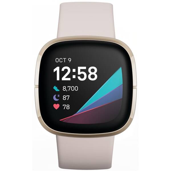 Chytré hodinky Fitbit Sense - Lunar White/Soft Gold Stainless Steel 


