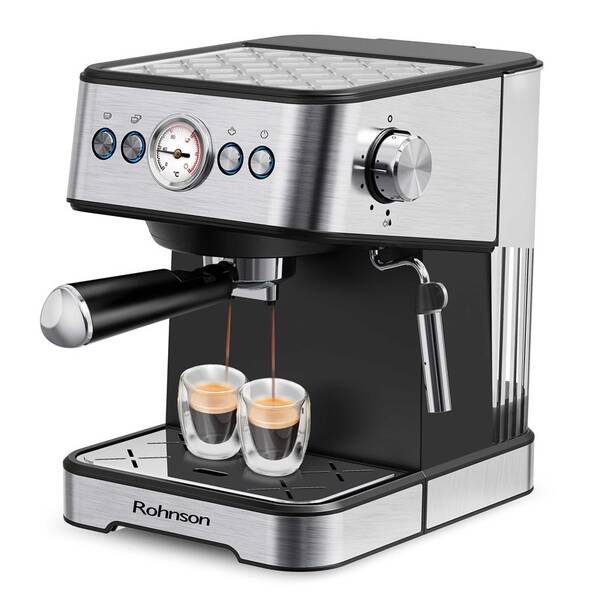 Pákový kávovar Rohnson R-98034 černý/stříbrný

