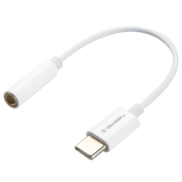 Kabel GoGEN USB-C (M) / 3,5mm jack (F), 0,2m bílý


