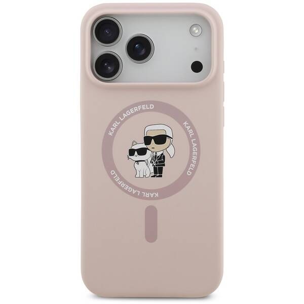 Kryt na mobil Karl Lagerfeld Liquid Silicone Karl and Choupette MagSafe na Apple iPhone 17 Pro Max růžový

