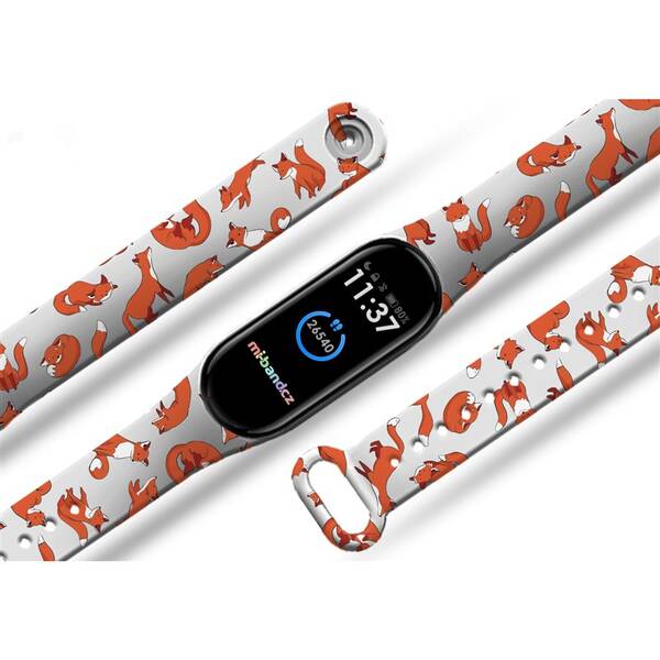 Řemínek Mi-Band na Xiaomi Mi Band 5/6 - motiv Lišky, bílý 

