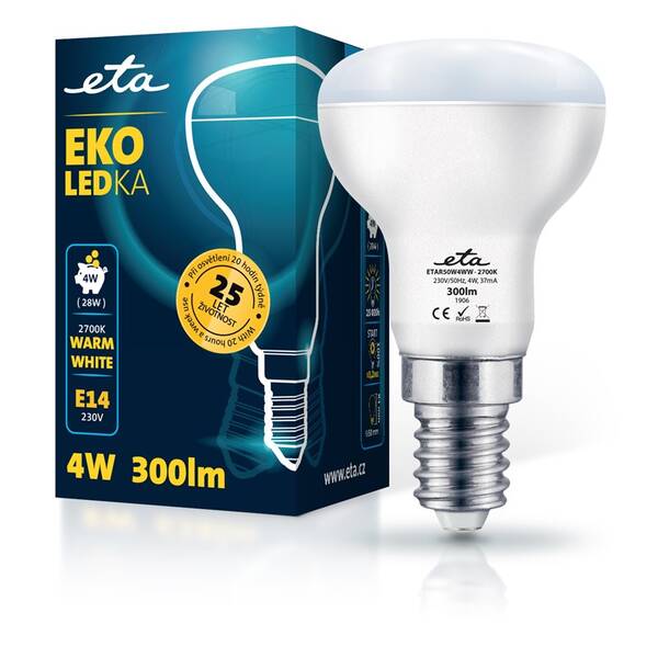 Žárovka LED ETA EKO LEDka reflektor 4W, E14, teplá bílá 

