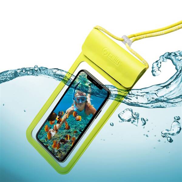 Pouzdro na mobil sportovní Celly Splash Bag voděodolné na 6,5" žluté


