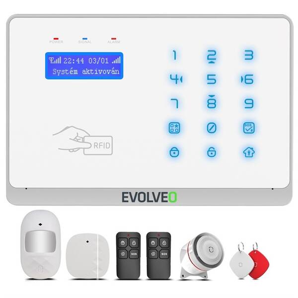 Kompletní sada Evolveo bezdrátový WiFi&GSM alarm s čtečkou RFID 

