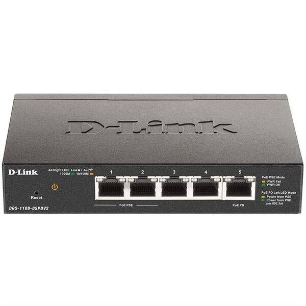 Switch D-Link DGS-1100-05PD V2 5-Port Gigabit PoE Smart 

