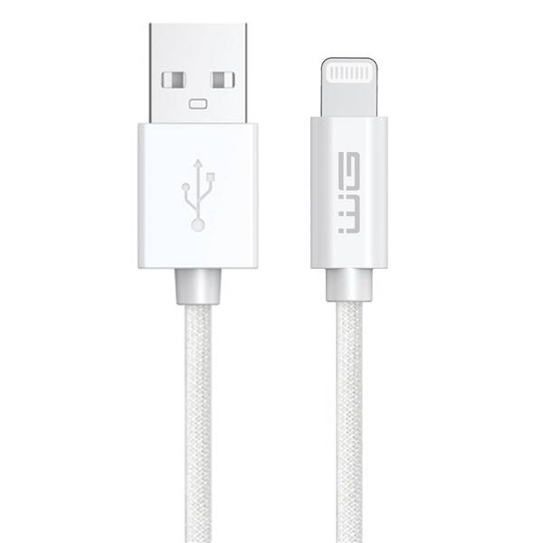 Kabel WG Lightning / USB-A, 20 cm, oplétaný bílý

