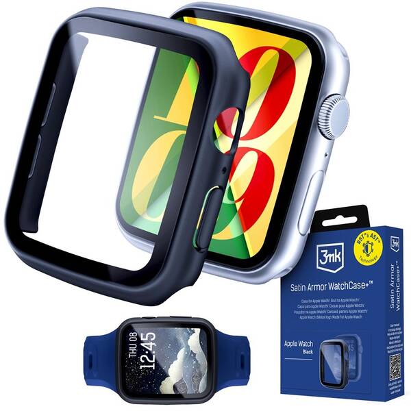 Ochranné pouzdro 3mk Satin Armor WatchCase+ s tvrzeným sklem na Apple Watch 10/11 (42mm) černé

