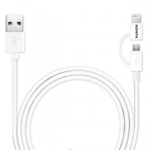 Kabel ADATA USB/micro USB + Lightning, 1m bílý

