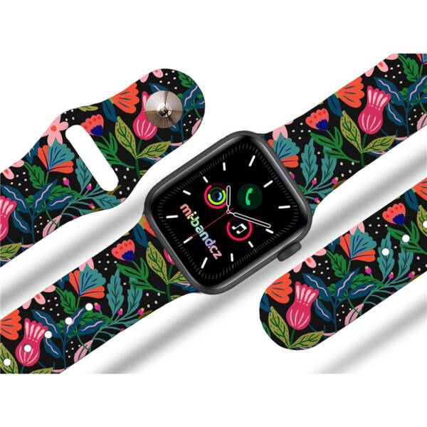 Řemínek Mi-Band na Apple Watch 42/44/45/49 mm - motiv Džungle, černý 

