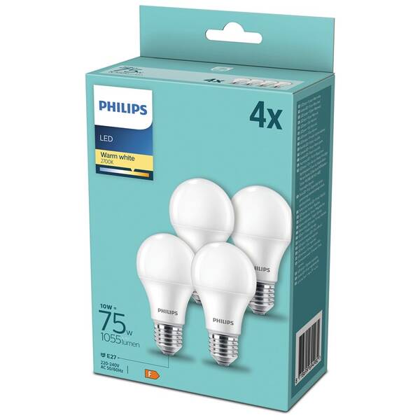 Žárovka LED Philips klasik, 10W, E27, teplá bílá, 4ks 


