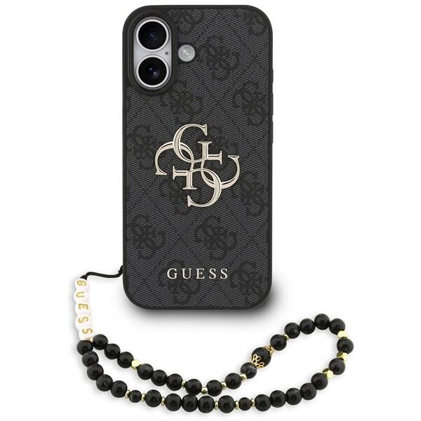 Kryt na mobil Guess PU 4G Metal Logo Strap na Apple iPhone 17 černý

