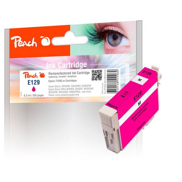 Inkoustová náplň Peach Epson 129, T1293, 355 stran purpurová


