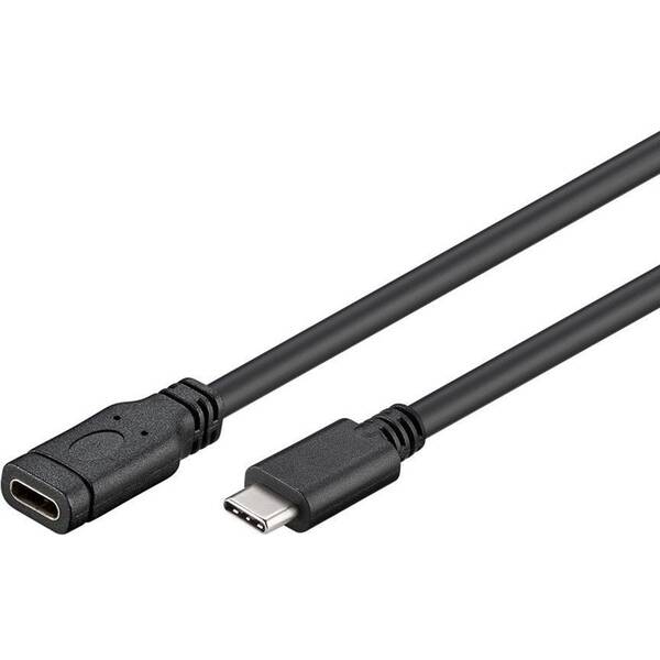 Kabel PremiumCord USB-C/USB-C, M/F, prodlužovací, 2m černý

