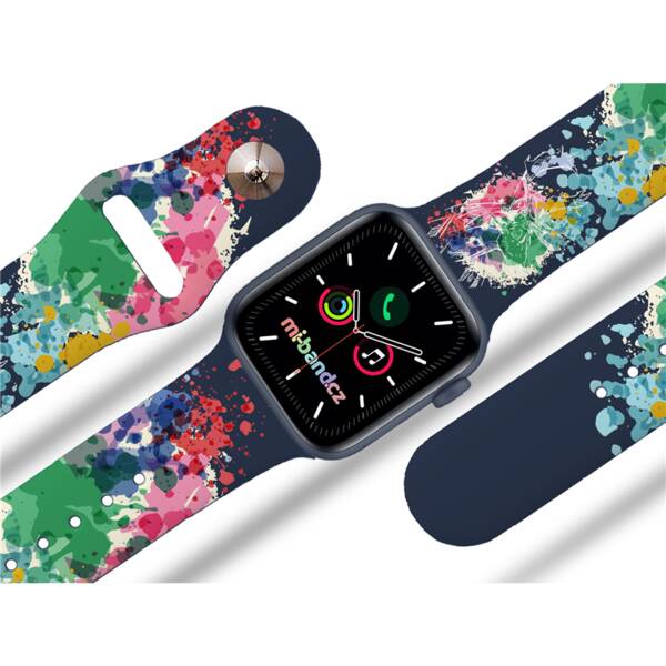 Řemínek Mi-Band na Apple Watch 42/44/45/49 mm - motiv Jelen v abstrakci , modrý 

