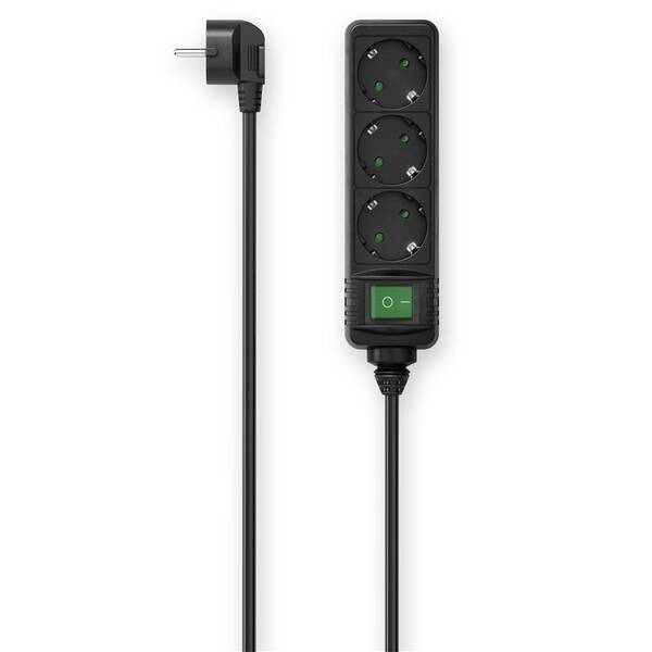 Kabel prodlužovací Hama 3x zásuvka schuko, vypínač, 3 m černý

