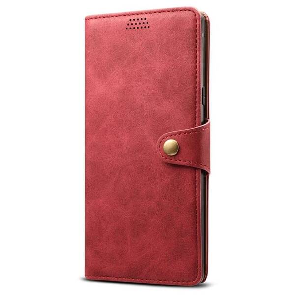 Pouzdro na mobil flipové Lenuo Leather na Xiaomi Redmi Note 14 5G červené

