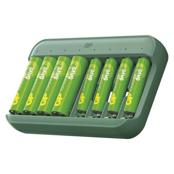 Baterie nabíjecí GP CHARGE & SAVE + 4×AA 1300 + 4×AAA 650 černá

