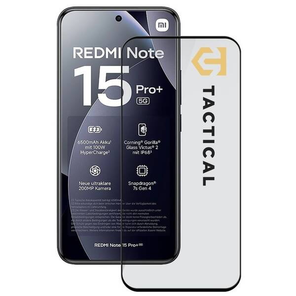 Tvrzené sklo Tactical Glass Shield 5D na Xiaomi Redmi Note 15 Pro+ 4G/5G černé

