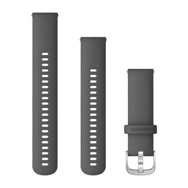 Řemínek Garmin Quick Release 22mm, silikonový tmavě šedý, stříbrná přezka 

