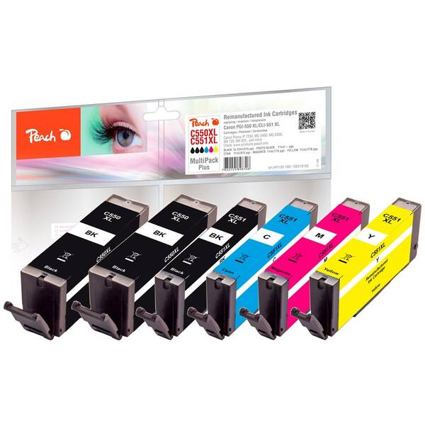Inkoustová náplň Peach Canon PGI550XL/CLI551XL, MultiPac Plus, 2x22, 4x11 ml vícebarevná

