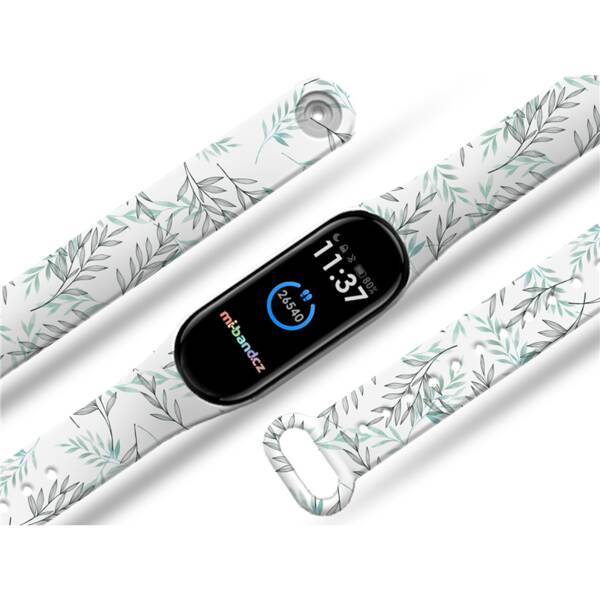 Řemínek Mi-Band na Xiaomi Mi Band 3/4 - motiv Akát, bílý 

