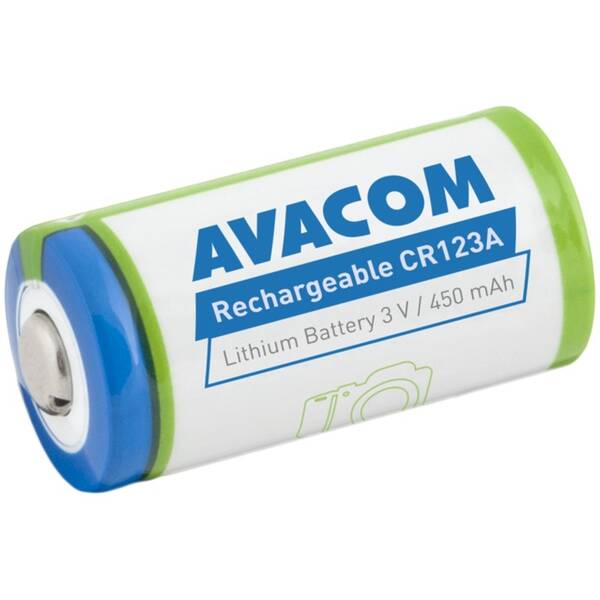 Baterie Avacom CR123A, RCR123A 3V 450mAh 1.4Wh bílá

