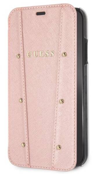 Pouzdro na mobil flipové Guess Kaia Book Case na Apple iPhone XR růžové

