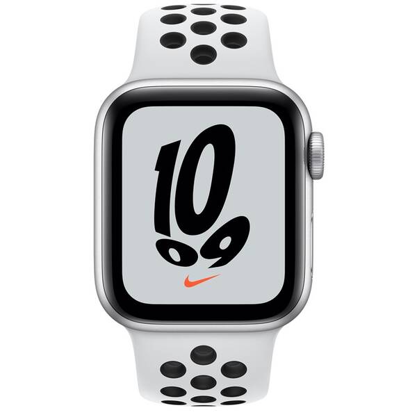 Chytré hodinky Apple GPS, 40mm pouzdro ze střírbného hliníku - platinový / černý sportovní řemínek 

