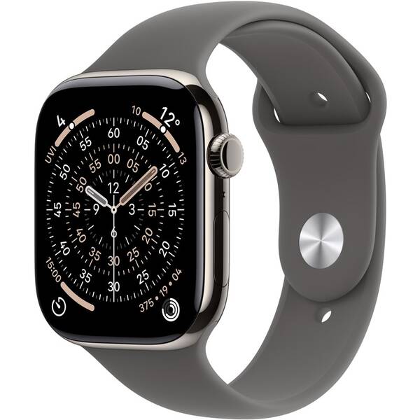 Chytré hodinky Apple GPS + Cellular 42mm přírodní titan - skálově šedý sportovní řemínek - S/M 

