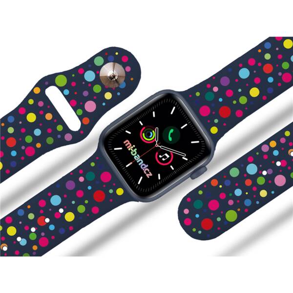 Řemínek Mi-Band na Apple Watch 42/44/45/49 mm - motiv Puntíky, modrý 

