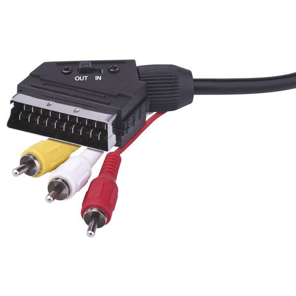 Kabel EMOS SCART / 3x Cinch, 1,5m černý

