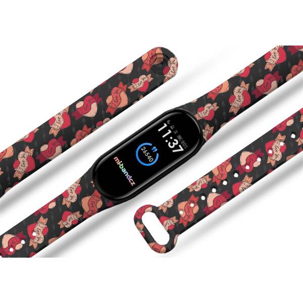 Řemínek Mi-Band na Xiaomi Mi Band 5/6 - motiv Amorci, černý 

