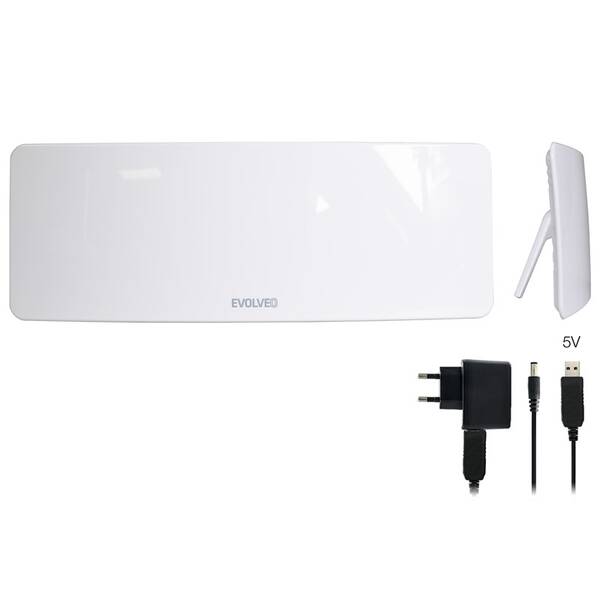 Anténa pokojová Evolveo Xany 1 LTE 230/5V, 50dBi aktivní pokojová DVB-T/T2, LTE filtr 

