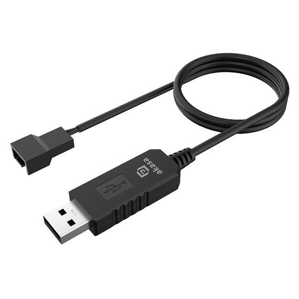 Adaptér AKASA USB to 3-Pin/4-Pin, 5V/12V  PC Fan černý

