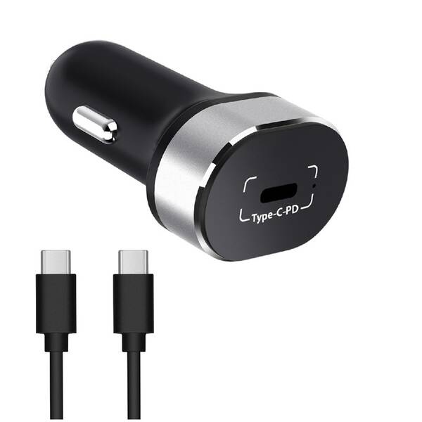 Adaptér do auta WG 1xUSB-C PD 18W + USB-C kabel černý

