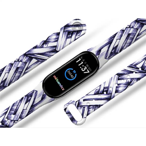 Řemínek Mi-Band na Xiaomi Mi Band 3/4 - motiv Grafity, bílý 

