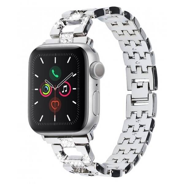 Řemínek WG chain, kovový, na Apple Watch 42/44/45/49 mm + adapter stříbrný

