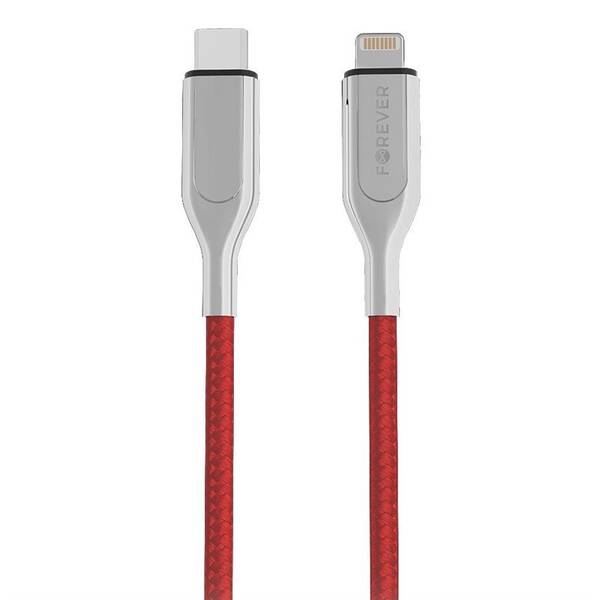 Kabel Forever USB-C/Lightning, MFi, 1,5 m červený

