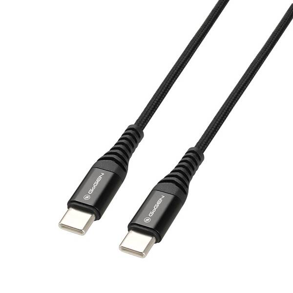 Kabel GoGEN USB-C / USB-C, 2m, opletený černý

