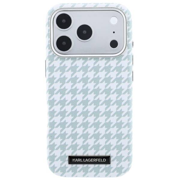 Kryt na mobil Karl Lagerfeld PU Houndstooth Resin Plate MagSafe na Apple iPhone 17 Pro modrý

