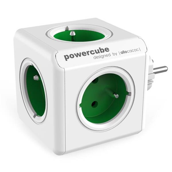 Rozbočovací zásuvka Powercube 5x zásuvka bílá/zelená

