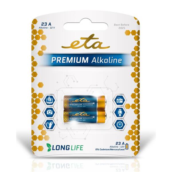 Baterie alkalická ETA ALKALINE 23A, blistr 2ks 


