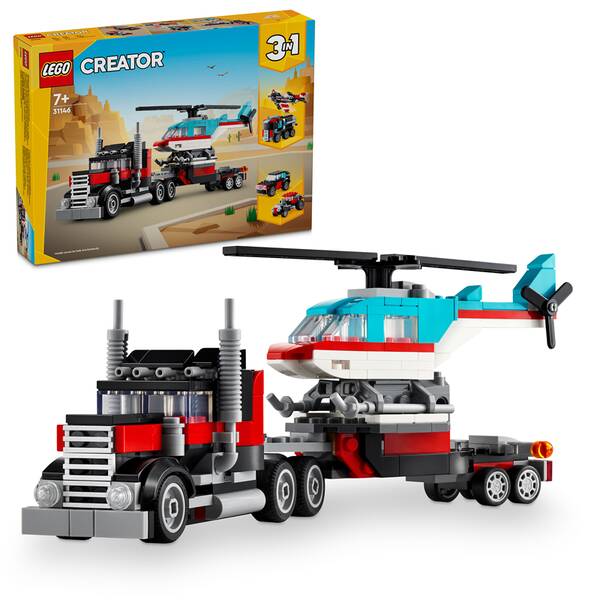 Stavebnice LEGO® Creator 3 v 1 31146 Náklaďák s plochou korbou a helikoptéra 

